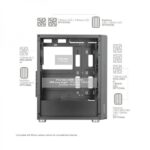 Mars Gaming MC-3000 Case aerodinamico - 4 ventole FDB silenziose - Supporto per 6 ventole - Ampio spazio interno - Gestione efficiente dei cavi - Colore nero - immagine 3