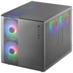 Mars Gaming MC-400 Case gaming compatto - Doppia camera - Triplo raffreddamento FRGB - Finestra in vetro temperato - Pannello laterale in rete - Supporto liquido 240 mm - Colore nero - immagine 2