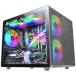 Mars Gaming MC-400 Case gaming compatto - Doppia camera - Triplo raffreddamento FRGB - Finestra in vetro temperato - Pannello laterale in rete - Supporto liquido 240 mm - Colore nero - immagine 3