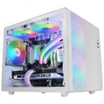 Mars Gaming MC-MPRO Case compatto professionale - Doppia camera - Triplo raffreddamento - Vetro temperato - Pannello in rete - Supporto liquido 240 mm - Colore bianco - immagine 3