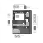 Mars Gaming MC-iPRO Case professionale - Vetro temperato - Flusso d'aria superiore - Compatibile ATX - Gestione dei cavi - Connettività avanzata - Colore nero - immagine 3