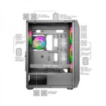 Mars Gaming MC-KX Case PC - Raffreddamento massimo con 5 ventole - Sistema CPU FREEZER - Compatibile con raffreddamento a liquido - Illuminazione ARGB - Colore nero - immagine 2