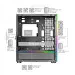 Mars Gaming MC-ULT Case Gaming CUSTOM - Doppio vetro temperato - Supporto E-ATX - Capacità per 9 ventole - Spazio di archiviazione XXL - Gestione interna dei cavi - Colore bianco - immagine 3