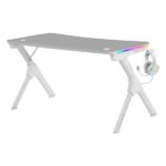Mars Gaming MGD140RGB Tavolo da gaming - Illuminazione 3D ARGB - Spazio extra large - Struttura in acciaio - Tappetino nanotessile - Facile da montare - Gestione dei cavi - Colore bianco - immagine 2