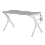Mars Gaming MGD140 Tavolo da gioco - Superficie completa di tappetino per mouse - Supporto per cuffie - Portabicchieri integrato - Colore bianco - immagine 2