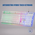 Mars Gaming MK220 Tastiera da gioco - Tecnologia H-MECH - Illuminazione FRGB Rainbow Halo - Pannello in alluminio - Alta resistenza - Colore bianco - immagine 4