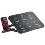 Mars Gaming MNBC23 Base di raffreddamento - 6 ventole LED blu - Supporto regolabile - Struttura resistente - Supporto smartphone integrato - Colore nero - immagine 3