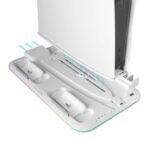 Mars Gaming MPS5-B2 Supporto multifunzione per PS5 - Doppia ricarica - Raffreddamento silenzioso - Illuminazione RGB - Supporto per cuffie - Organizer per 15 giochi - Colore bianco - immagine 3