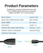 Vention CableTech Micro HDMI Cavo di alta qualità - Rame privo di ossigeno - 34AWG - Colore nero - immagine 5