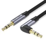 Cavo ausiliario stereo Vention - Angolo 90° - Placcato in oro - Conduttore in rame - Rivestimento in alluminio - Colore grigio - immagine 2