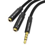 Cavo divisore audio Vention - Sincronizzazione audio e microfono - Tessuto intrecciato - Connettore scalare - Colore nero - immagine 2