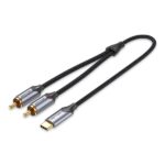 Cavo Vention da USB-C a 2 RCA - Cancellazione del rumore ad alta fedeltà - Schermatura multipla - Chip audio di alta gamma - Colore grigio - immagine 2