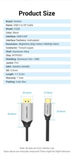 Vention Adattatore da USB-C a DisplayPort - Connessione stabile e veloce - Colore nero - immagine 5