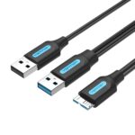 Cavo USB 3.0 A-Micro-B Vention ad alta velocità 5Gbps - Conduttore in rame smaltato - Alimentatore 3A - Colore nero - immagine 2