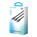 Cavo di ricarica Vention da USB-C a USB-C e Lightning - 480Mbps - Alluminio/PVC - 3A/27W/60W - Colore nero - immagine 4