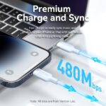 Cavo di ricarica USB-C/Lightning Vention - Alluminio intrecciato - 480 Mbps - 3 A - 27 W max - Colore bianco - immagine 4