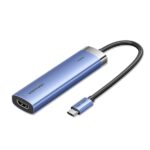 Vention T6E Hub USB-C 5 in 1 - Trasferimento 5 Gbps - Schermo 4K - Ricarica rapida 100W - Colore blu - immagine 2