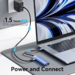 Vention T6E Hub USB-C 5 in 1 - Trasferimento 5 Gbps - Schermo 4K - Ricarica rapida 100W - Colore blu - immagine 4