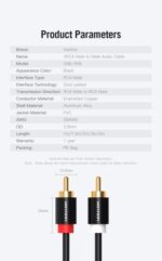Cavo RCA stereo Vention - Interfaccia placcata oro/argento - Conduttore in bronzo smaltato - Materiale in alluminio e PVC - Colore nero - immagine 5