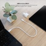 Nanocavo Cavo 2.0 3A USB-C maschio a USB-A maschio - Lunghezza 0,50 m - Colore bianco - immagine 5