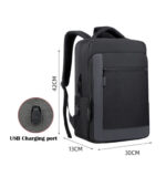 L-Link Zaino per laptop 15,6" - Tasca esterna - Porta USB esterna per ricarica - Interno a scomparti - Rivestimento esterno idrorepellente - Colore nero/grigio - immagine 3