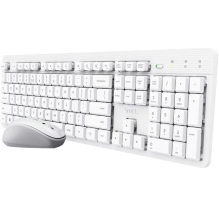 tasti multimediali e FN + mouse USB wireless 800-1600 DPI 3 pulsanti - Tasti e pulsanti silenziosi - Colore bianco