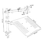 Unykach UK1420 Supporto da tavolo con braccio articolato per monitor da 10"-32" + supporto per laptop - Girevole, inclinabile ed estensibile - Gestione dei cavi - Peso massimo 10 kg - VESA 100x100 mm - immagine 4