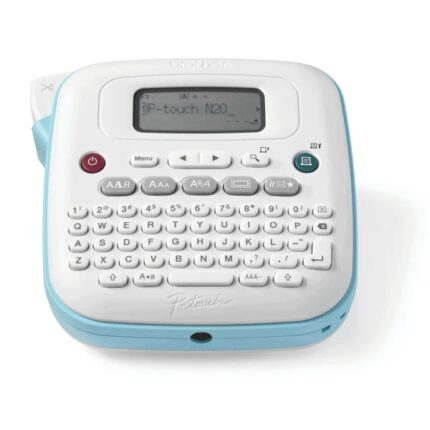 15 cornici e 250 simboli - Larghezza nastro 12 mm - Taglio nastro manuale - Tastiera QWERTY - Colore blu/bianco