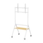 Aisens Supporto da pavimento ECO con ruote - 1 ripiano per schermo interattivo/TV 80 kg da 37-86 - Colore bianco/legno - immagine 3