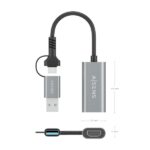 Aisens Convertitore in alluminio USB-A+USB-C a HDMI 1080P@60HZ - USB-A/M+USB-C/M-HDMI/H - 15 cm - Colore grigio - immagine 4