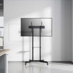 Aisens Supporto da pavimento ECO con ruote - Vassoio per DVD per monitor/TV 45 kg da 37-70 - Colore nero - immagine 5