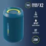 NGS Roller Furia 2 Tiny Altoparlante Bluetooth 20W TWS - Illuminazione LED - Autonomia fino a 7 ore - Resistente all'acqua IPX7 - Colore blu - immagine 4