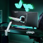 Aisens Supporto da tavolo per gaming con contrappeso girevole e inclinabile per monitor/TV 16 kg - 3 perni - 1 braccio - 17"-49" - Colore bianco - immagine 4