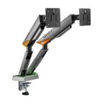 Aisens Supporto da tavolo RGB Gaming con contrappeso girevole e inclinabile per monitor/TV 16 kg - 3 perni - 2 bracci - 17"-38" - Colore nero - immagine 2