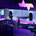 Aisens Supporto da tavolo RGB Gaming con contrappeso girevole e inclinabile per monitor/TV 16 kg - 3 perni - 2 bracci - 17"-38" - Colore nero - immagine 4