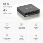 Mercusys Switch 5 porte Gigabit RJ45 10/100/1000Mbps - 4 porte PoE - Design compatto - Plug & Play - Involucro in metallo - immagine 4