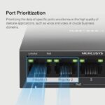 Mercusys Switch 5 porte Gigabit RJ45 10/100/1000Mbps - 4 porte PoE - Design compatto - Plug & Play - Involucro in metallo - immagine 5