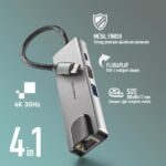 NGS Wonder Dock Supra 4 in 1 Hub USB-C - 1x USB 3.0, 1x USB-C PD 100W, 1x HDMI, 1x RJ45 - Supporta risoluzioni massime di 4K a 30 Hz - Velocità LAN di 1 Gbps - immagine 5