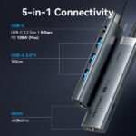 Vention Docking Station 6 in 1 USB-C a HDMI/3xUSB3.0/USB-C 3.2 G1/PD 100W - 0,15 m - Colore grigio - immagine 3
