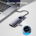 Vention Docking Station 9 in 1 USB-C a 2xHDMI/2xUSB3.0/USB 2.0/RJ45/SD/TF/PD 100W - 0,15 m - Colore grigio - immagine 3