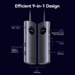 Vention Docking Station 9 in 1 USB-C a 2xHDMI/2xUSB3.0/USB 2.0/RJ45/SD/TF/PD 100W - 0,15 m - Colore grigio - immagine 4