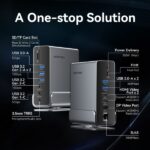 Vention Docking Station 15 in 1 da USB-C a DisplayPort/2xHDMI/USB-C 3.2 Gen2/USB-C 3.2 Gen1/2xUSB 3.2 Gen2/USB3.0/2xUSB2.0/RJ45/SD/TF/3,5 mm TRRS/PD 100 W - Colore grigio - immagine 3