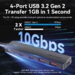 Vention HUB 5 in 1 da USB-C a 2xUSB-C 3.2 Gen2/2xUSB-A 3.2 Gen2/USB-C 10G - 0,15 m - Colore nero - immagine 4