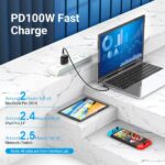 Cavo Vention da USB-C 2.0 a USB-C 2.0 5A 100W - 1 m - intrecciato - angolato - colore grigio - immagine 4