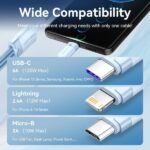 Cavo Vention da USB-A 2.0 a USB-C, Lightning, Micro-B 6A - 1,5 m - intrecciato - colore bianco - immagine 5