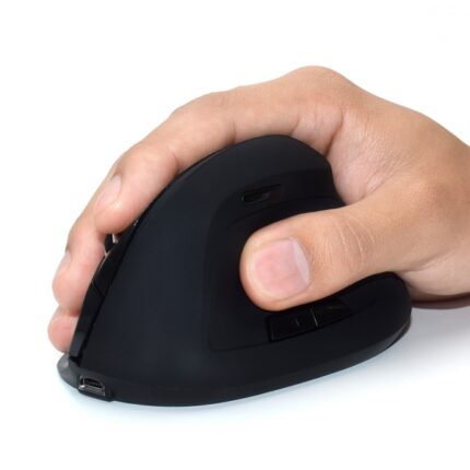 4 Hz - Mouse verticale ergonomico - DPI selezionabile 800-1200-2400 dpi - Batteria ricaricabile al litio 400 mAh - Colore nero