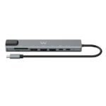 Ewent USB-C Dock 8 in 1 - HDMI 4K - PD 87W - USB-C - 2xUSB-A - LAN - Lettore di schede - Colore argento - immagine 2