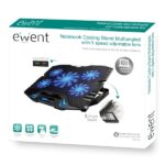 Supporto per laptop Ewent - 5 ventole silenziose fino a 17" - 2 porte USB - 5 velocità della ventola - 2 modalità di raffreddamento - Colore nero - immagine 3