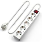 Ewent Ciabatta elettrica - 5 prese - Versione Schuko -16A con interruttore on/off - Colore bianco - immagine 2