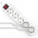 Ewent Ciabatta elettrica - 5 prese - Versione Schuko -16A con interruttore on/off - Colore bianco - immagine 4